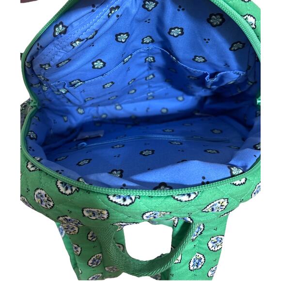 Vera Bradley Cotton Small Backpack In Garden Green Leaf Pattern New With Tags